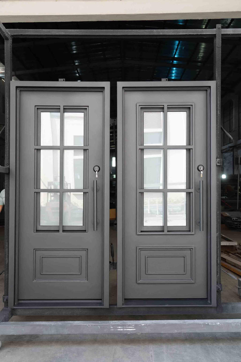 Pre-Sale Classic Design 36x81 Iron Single Door W/ Screen Matt Black (Arriving: 12-20-2023) Free Shipping Only 3 Left - IronWroughtDoors