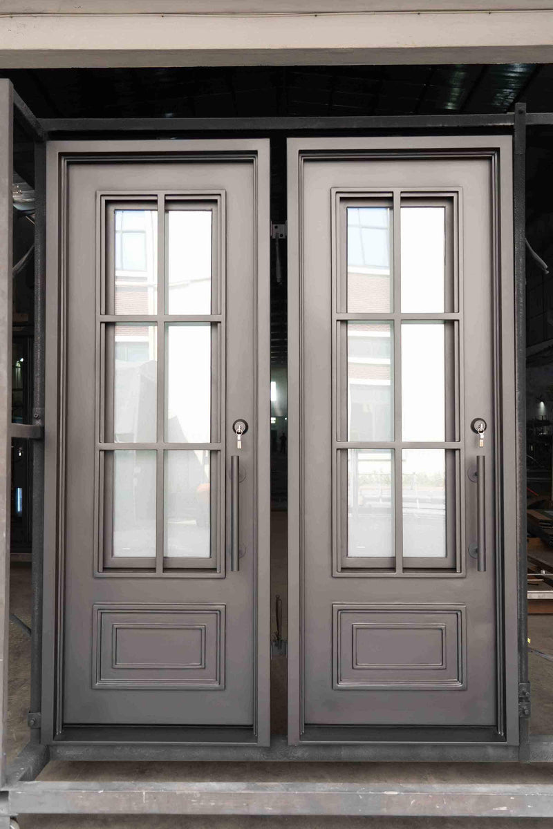Pre-Sale Classic Design 36x96 Iron Single Door W/ Screen Matt Black (Arriving: 12-20-2023) Free Shipping Only 3 Left - IronWroughtDoors