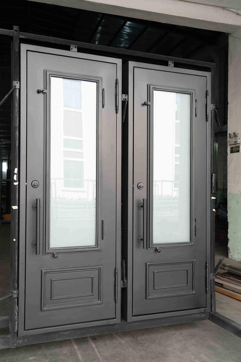 Pre-Sale Thermal Break Iron Single Door 36x96 W/ Screen Matt Black (Arriving: 12-20-2023) Free Shipping Only 3 Left - IronWroughtDoors