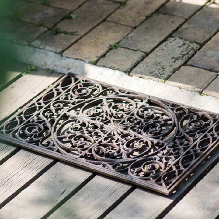 IWD Outside Entry Heavy Duty Iron Doormat DM09 Rectangle Classic Scroll Works 56x36.5x2 - IronWroughtDoors