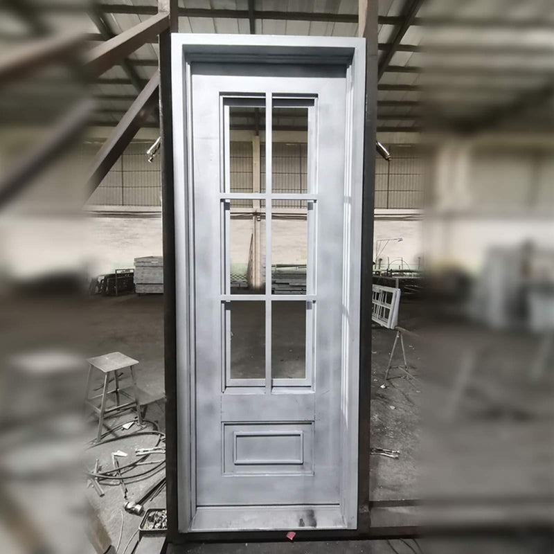 IWD Steel Frame Glass Door Matte Black Single Door CID-022-A Square Top 3/4 Lite with Kickplate Frame Picture