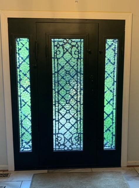 IWD Thermal Break Exterior Wrought Iron Single Door CID-125 Square Top Two Sidelight - IronWroughtDoors