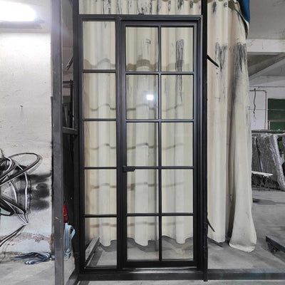 Only $4882! In-Stock Steel French Single Door with Single Sidelight on Left 52"Wx108"H Free Shipping - IronWroughtDoors