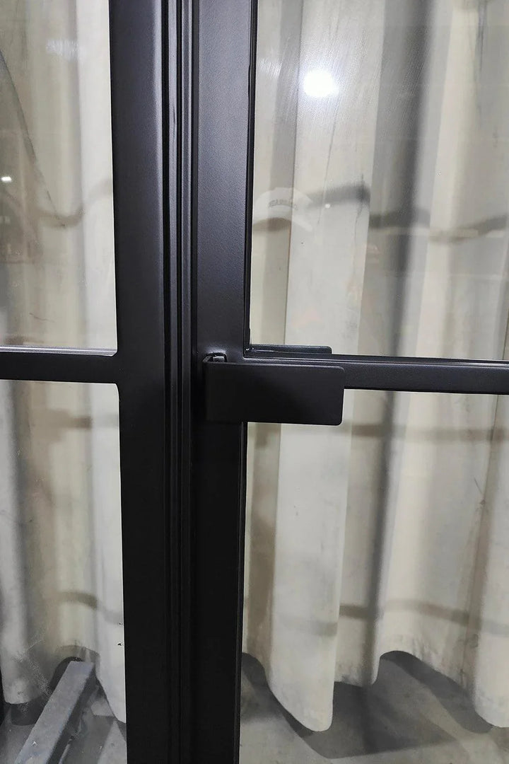 Only $4882! In-Stock Steel French Single Door with Single Sidelight on Left 52"Wx108"H Free Shipping - IronWroughtDoors