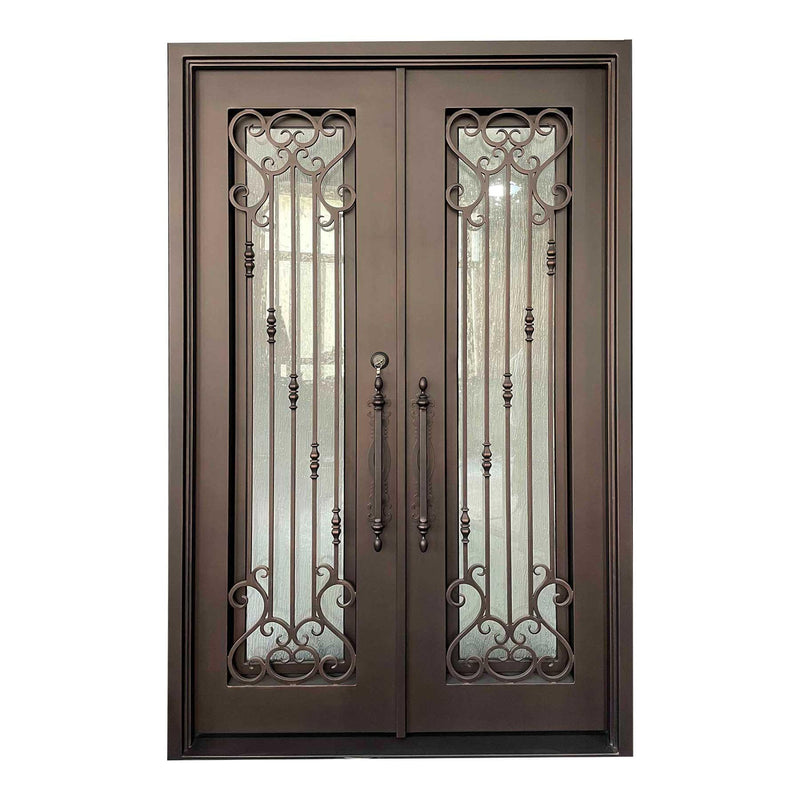 IWD Thermal Break Iron Wrought Exterior Double Door CID-033 Pre-hung With Double Sidelights - IronWroughtDoors
