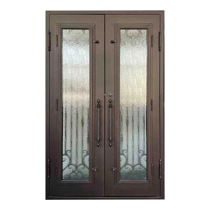 IWD Thermal Break Iron Wrought Exterior Double Door CID-033 Pre-hung With Double Sidelights - IronWroughtDoors