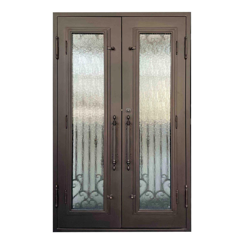 IWD Iron Wrought Exterior Double Door CID-033 Pre-hung with Double Sidelights
