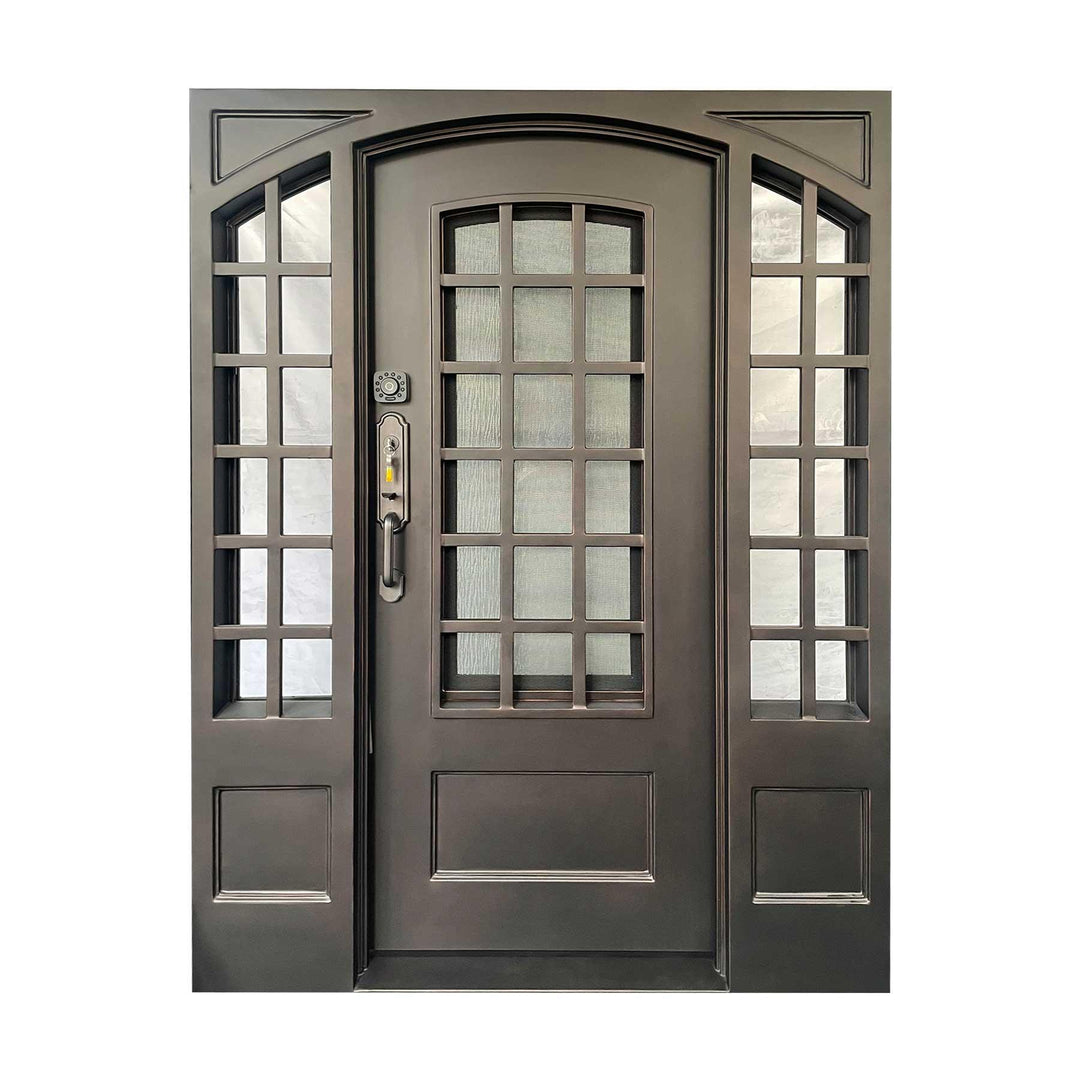 Custom Single Exterior Iron Door CID-050 Square Top Arched