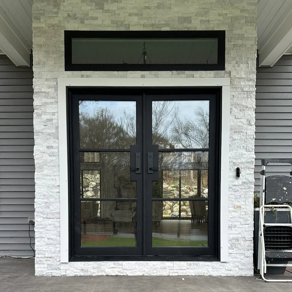 steel-french-double-door-with-3-lite-glass-pane-and-black-frame