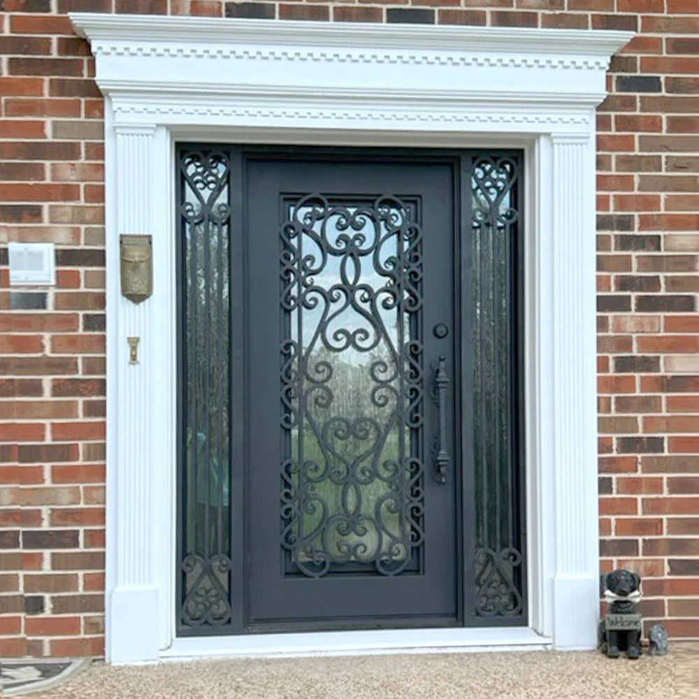 custom-wrought-iron-front-single-door-with-luxury-scrollwork-and-two-sidelights