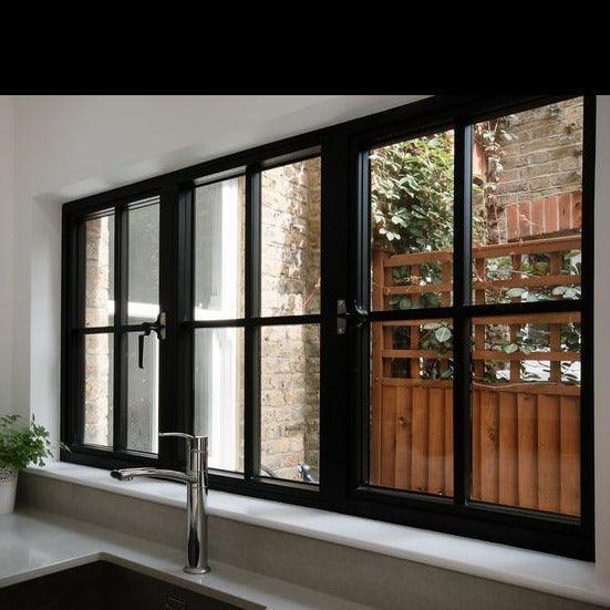 IWD Double Casement Windows With Fixed Panel In The Middle CW002 4-Lite Tempering Glass - IronWroughtDoors