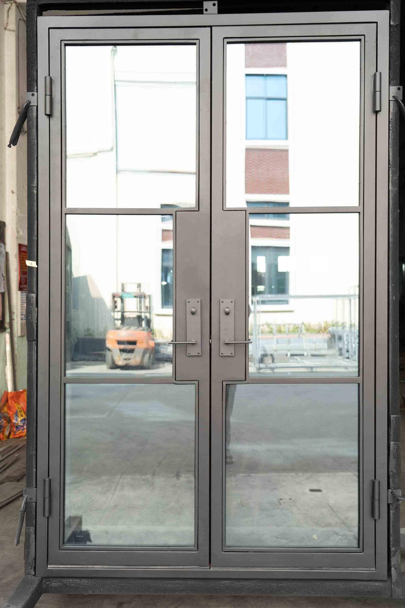 Pre-Sale Iron French Double Door 60x96 3-Lite Low-E Clear Glass (Arriving: 12-20-2023) Free Shipping Only 3 Left - IronWroughtDoors
