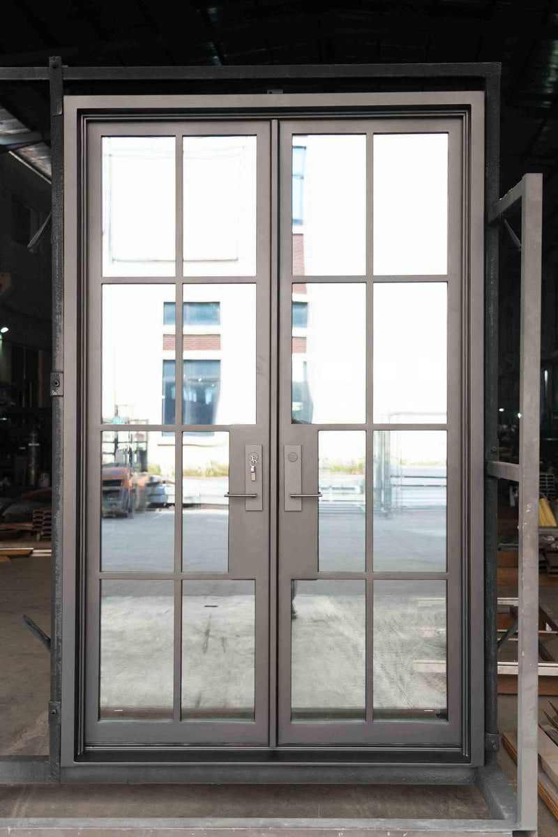 Pre-Sale Steel French Double Door 72x96 8-Lite Clear Low-E Glass (Arriving: 12-20-2023) Free Shipping Only 2 Left - IronWroughtDoors