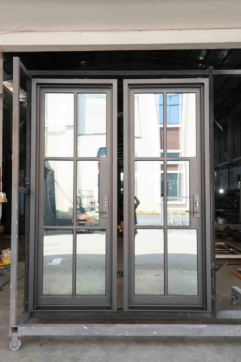 Pre-Sale Steel French Single Door 36x96 6-Lite Clear Low-E Glass (Arriving: 12-20-2023) Free Shipping Only 3 Left - IronWroughtDoors