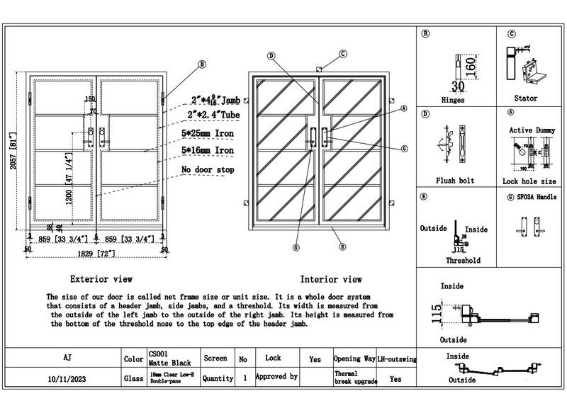 Custom link for Andrea IWD Thermal Break Iron French Double Door and Thermal Break Pivot Door - IronWroughtDoors