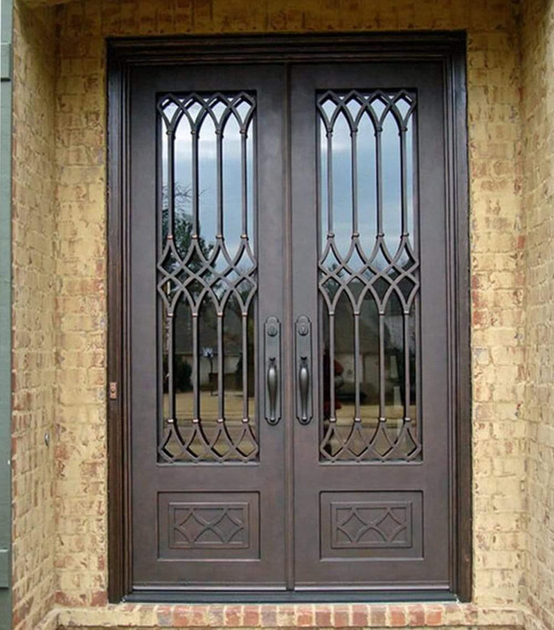 IWD Classic Double Iron Wrought Door CID-008 3/4 Panel with Kickplate 