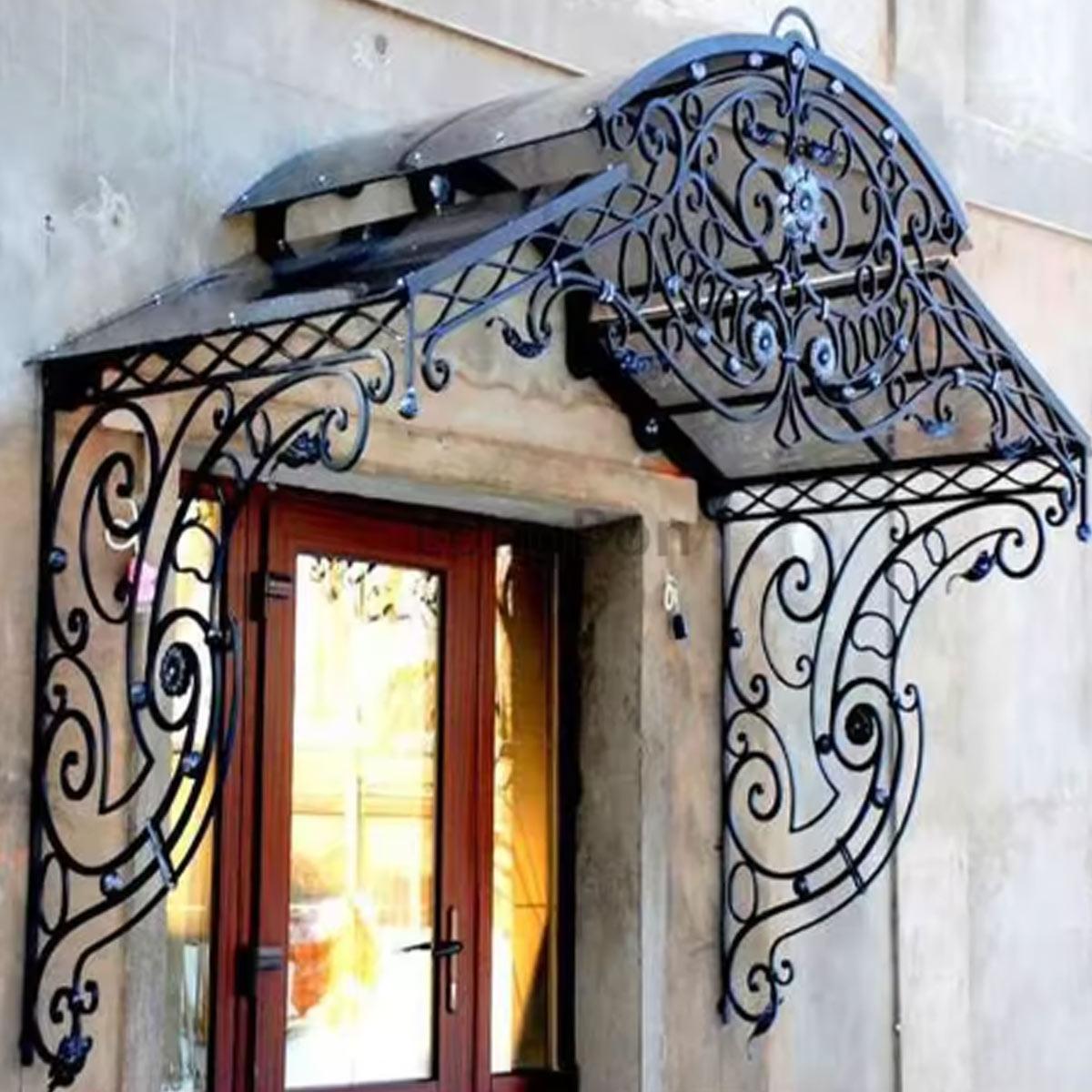IWD Oversized Entry Door Decorative Iron Awning AW005