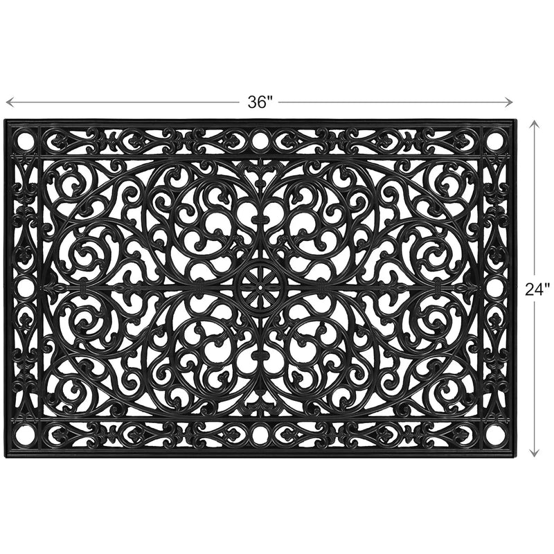 Premium Outdoor Black Rectangular Rubber Doormat 24" x 36"