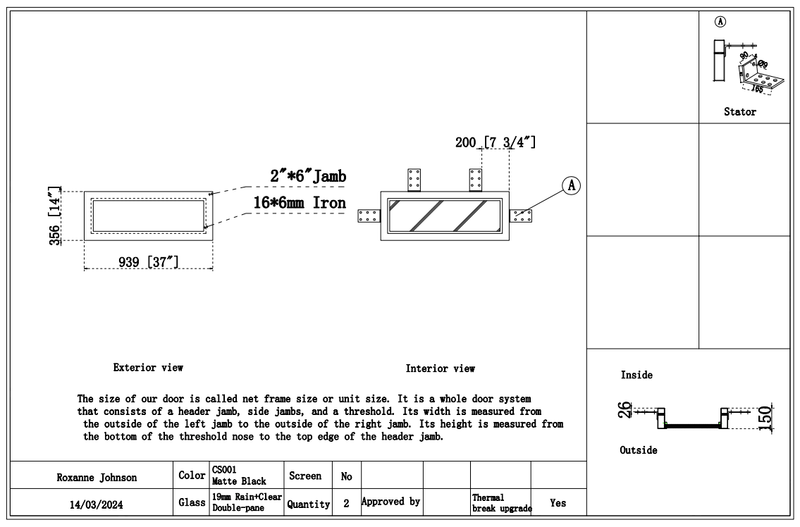 Custom link for Roxanne Johnson IWD Wrought Iron Square Transom Rain Glass 1-Lite Two Sets - IronWroughtDoors