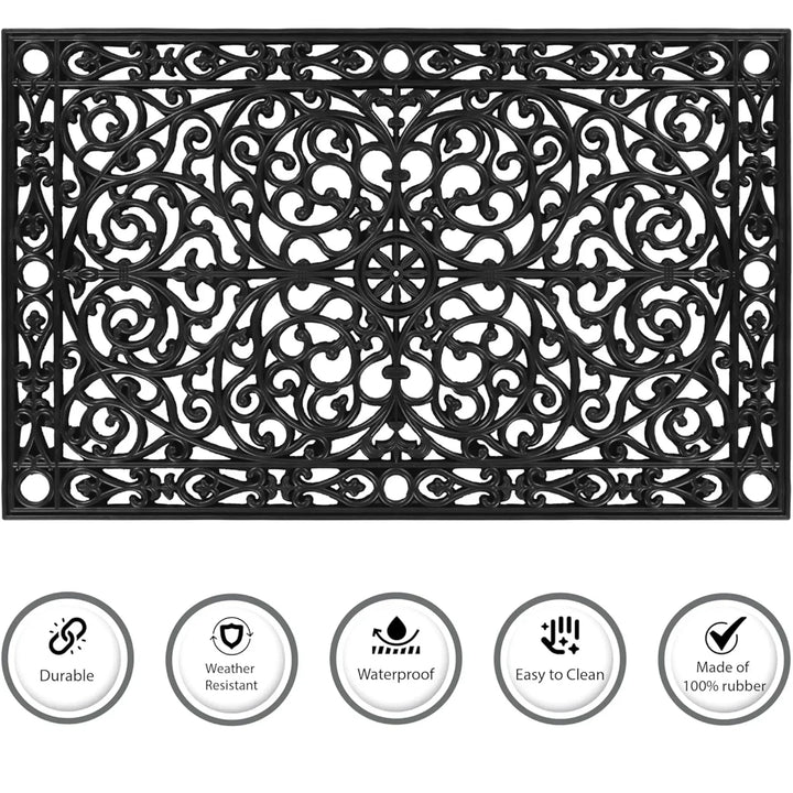 Premium Outdoor Black Rectangular Rubber Doormat 24" x 36"