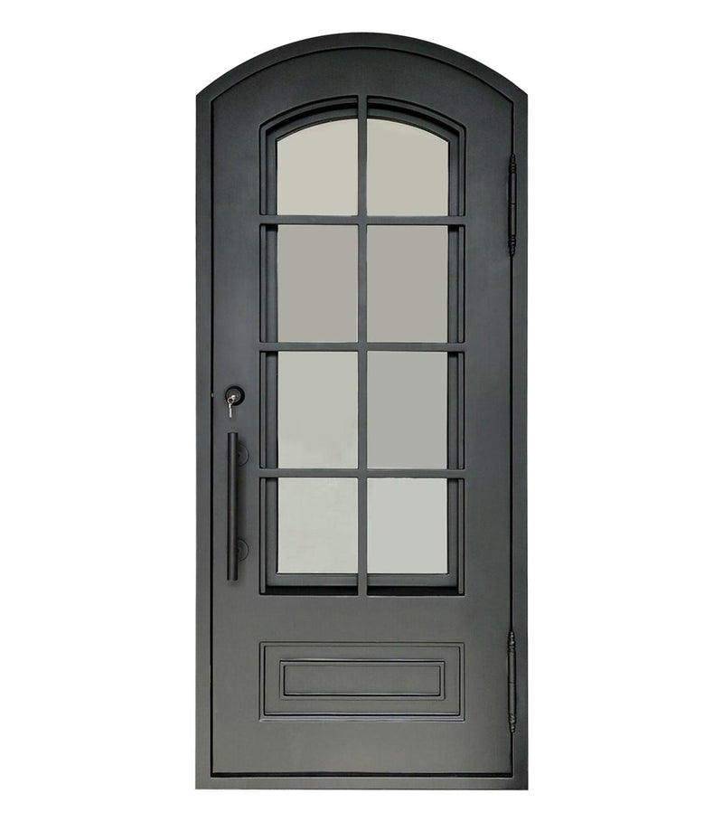 IWD Iron Wrought Door Single Door 42x96 Matte Black Arched Top Right Hand Out Swing - Back