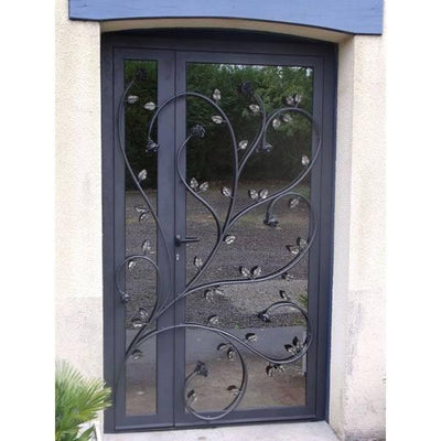 IWD-Elaborate-Vine-Design-Pivot-Front-Door-CID-PV017-Grey-Tinted-Glass-Single-Sidelight