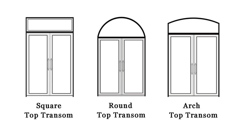 IWD Thermal Break Double Front Wrought Iron French Door CIFD-D0102 Round Top Clear Glass 4-Lite