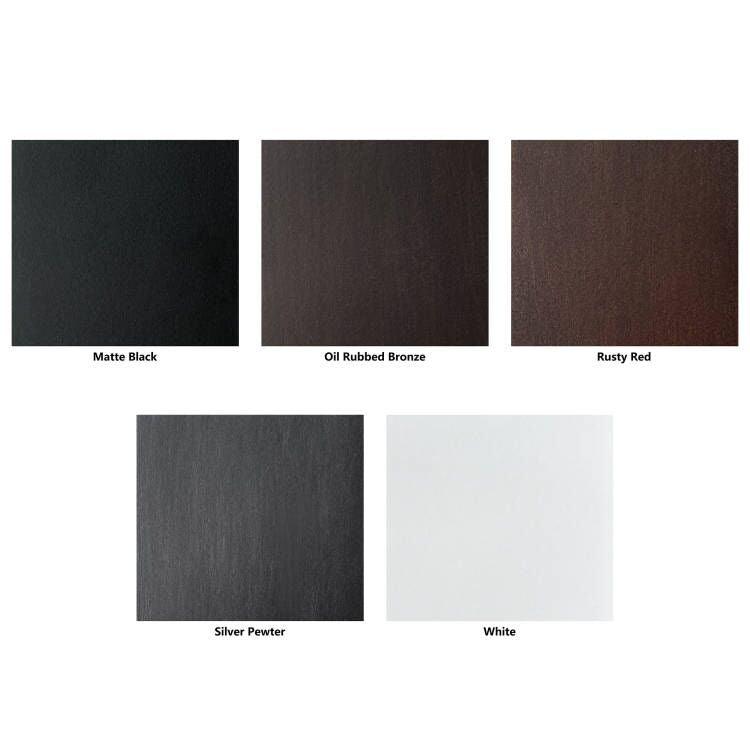 IWD-Popular-Iron-Sample-Colors	  popular-iron-door-colors-matte-black-oil-rubbed bronze-rusty-red-silver-pewter-and-white