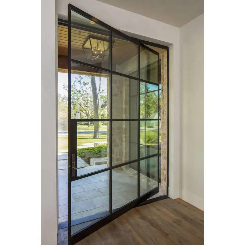 IWD-Minimalist-Iron-French-Pivot-Door-CID-PV015-12-Lite-Panel-Clear-Low-E-Glass