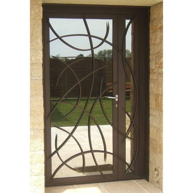 IWD-Modern-Lines-Wrought-Iron-Pivot-Door-CID-PV018-Oil-Rubbed-Bronze-Single-Sidelight