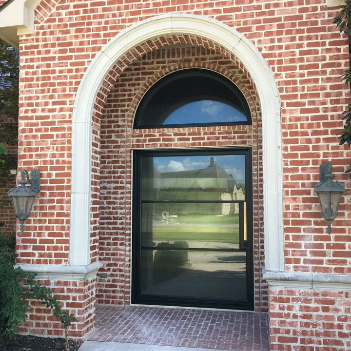 IWD-Neat-Frame-Pivot-Entry-Door-CID-PV005-3-Lite-Panel-Rainbow-Glass-Round-Transom