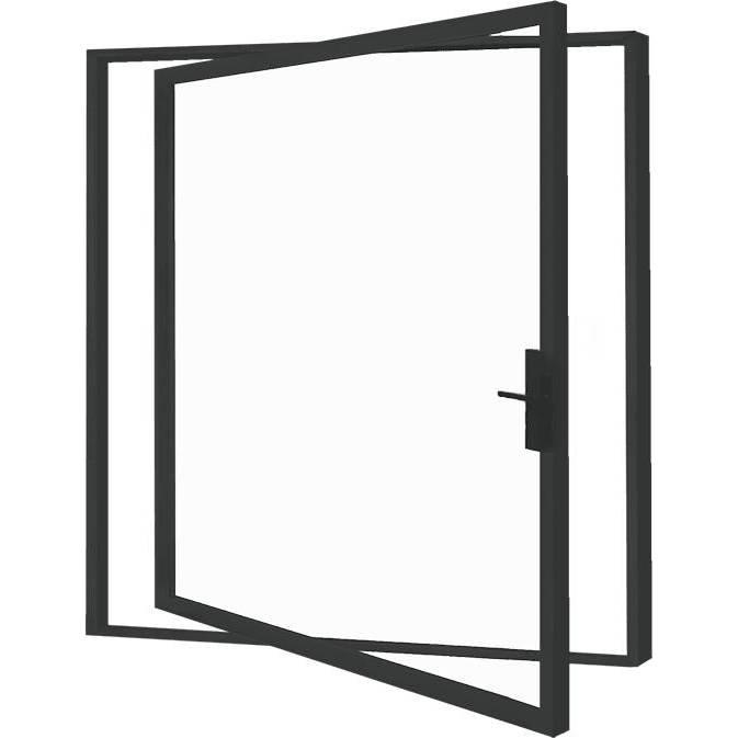 IWD-Wrought-Iron-Pivot-Door-Exterior-CID-PV001-1-Lite-Panel-Square-Top-Matte-Black-2