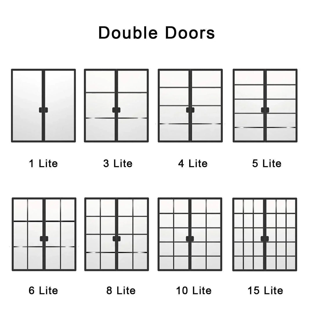 IWD Iron French Door Metal Glass Door Steel Frame Door Double Door Lite Desige