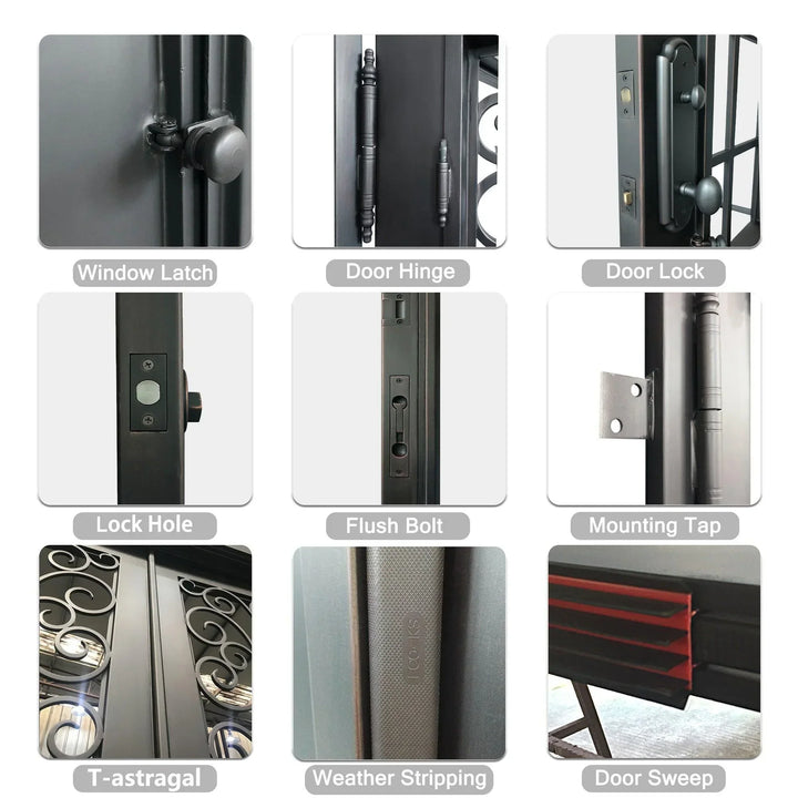 Custom Forged Iron Double Entry Door CID-106-B Speakeasy Window Design
