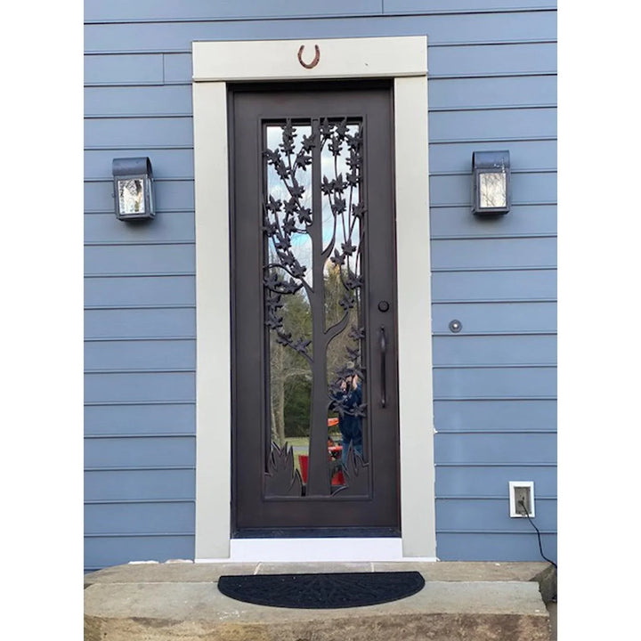 IWD Iron Wrought Door Single Door Square Top Beautiful Scroll works Tinted Glass
