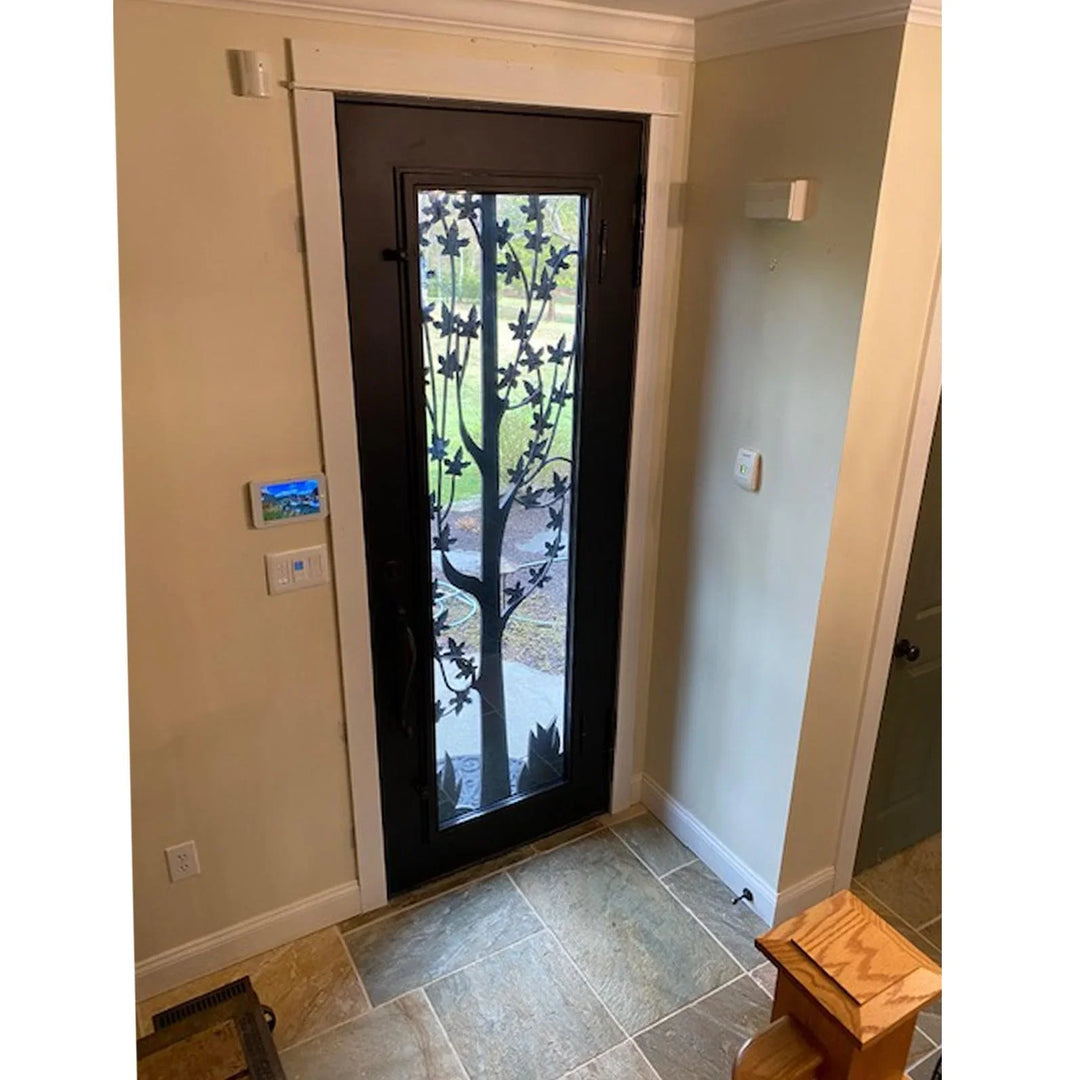 IWD Iron Wrought Door Single Door Square Top Beautiful Scroll works Tinted Glass Operable Glass