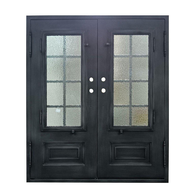 IWD Double Front Iron Entry Door CID-017-A Aquatex Glass Back