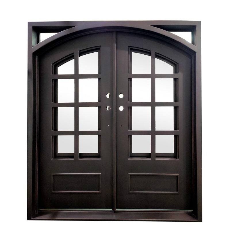 IWD Wrought Iron Double Entry Door CID-018 Square Top Arched Inside