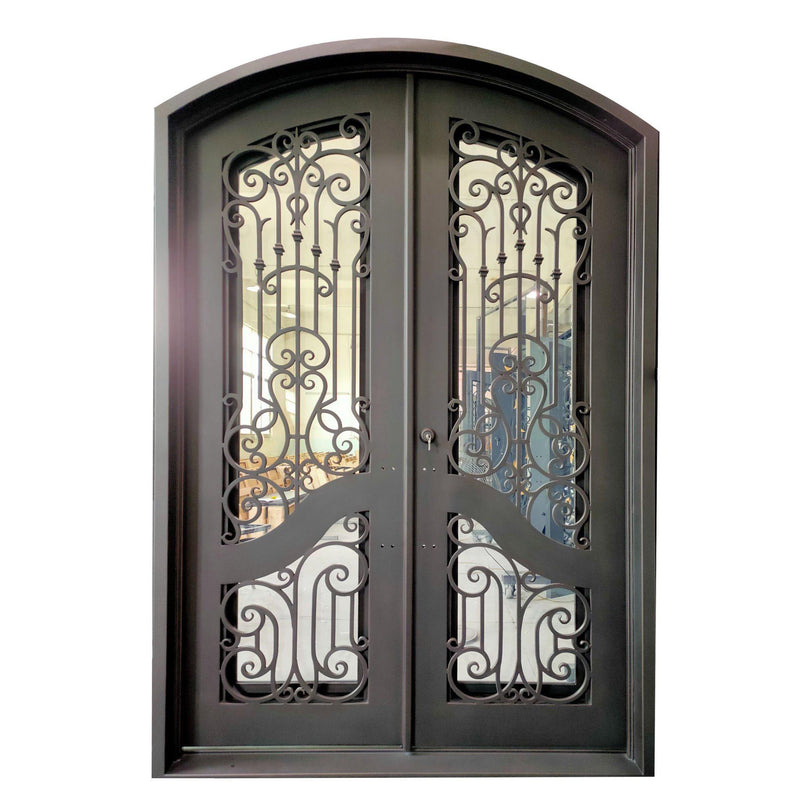 IWD Iron Wrought Double Entry Door CID-032 Luxury Design Arched Top