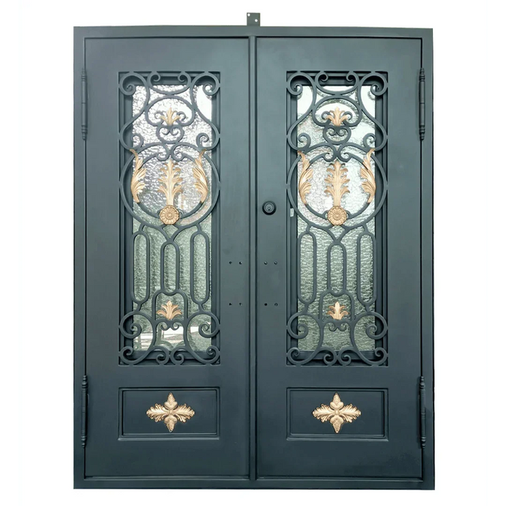 IWD Forged Iron Front Double Door CID-089 Retro Style Beautiful Pattern Square Top