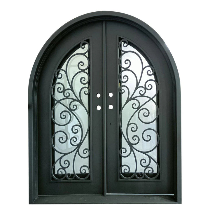 IWD Iron Wrought Front Exterior Door CID-103 Beautiful Scrollwork Round Top