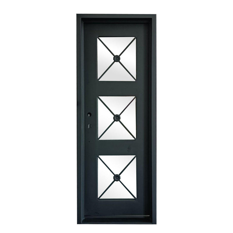 IWD Thermal Break Modern Design Forged Iron Entry Door CID-048 3-Lite Square Top