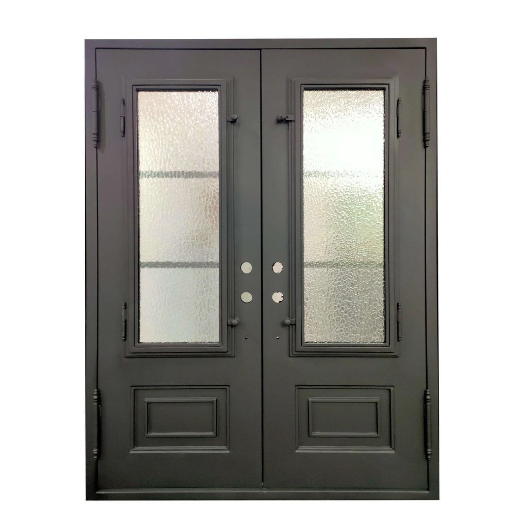 IWD Thermal Break Double Front Iron Wrought Door CID-068 Square Top
