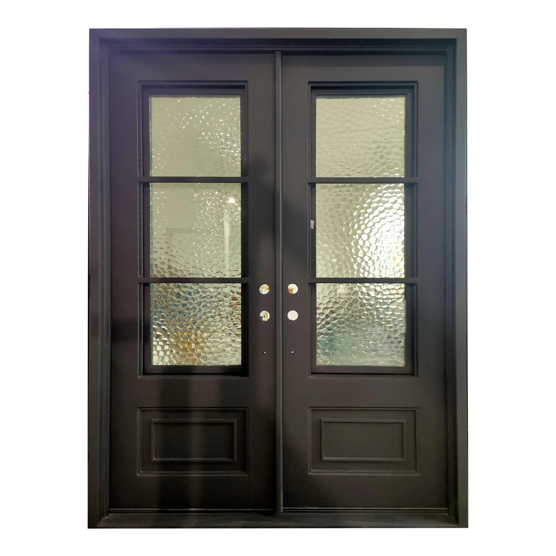 IWD Thermal Break Double Front Iron Wrought Door CID-068 Square Top