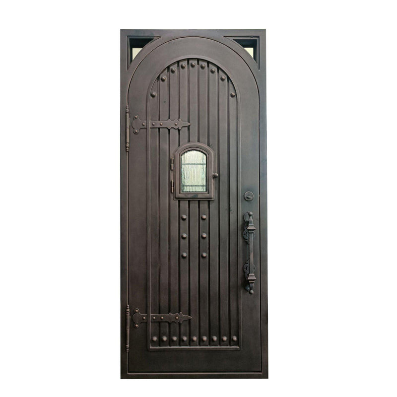 IWD Thermal Break Single Exterior Iron Wrought Door CID-106 Speakeasy Design
