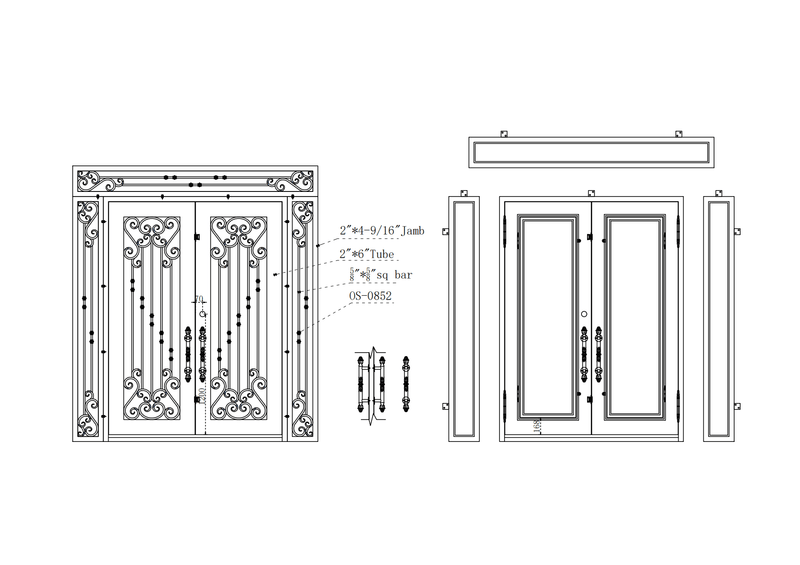 IWD Iron Wrought Exterior Double Door CID-033 CAD Drawing