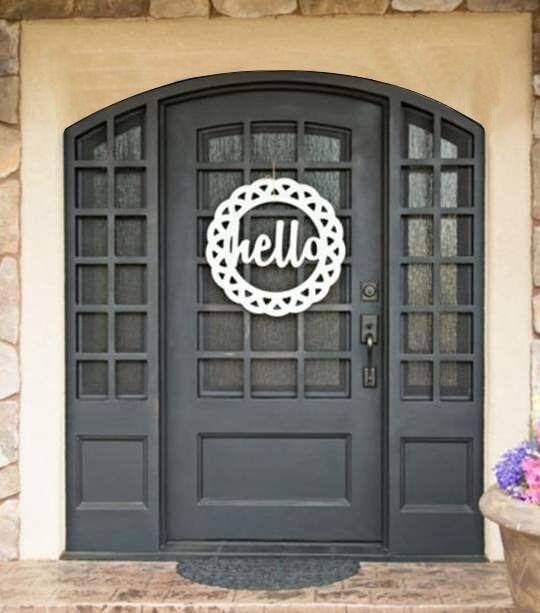 Custom Single Exterior Iron Door CID-050 Square Top Arched