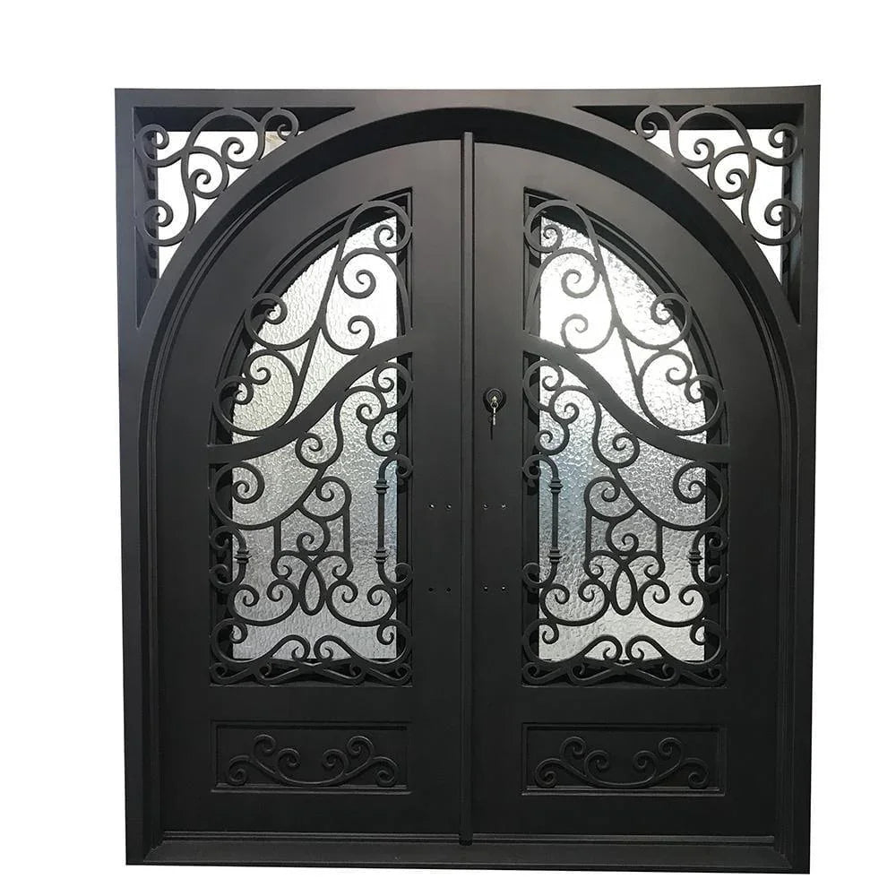 IWD Thermal Break Wrought Iron Double Door CID-029 Square Top Round Inside 