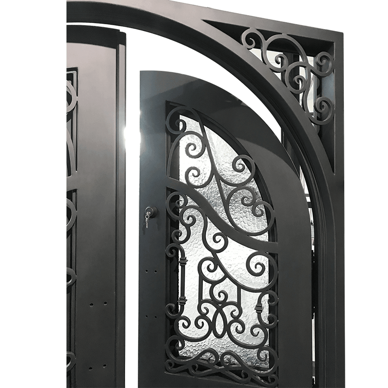 IWD Thermal Break Wrought Iron Double Door CID-029 Square Top Round Inside 