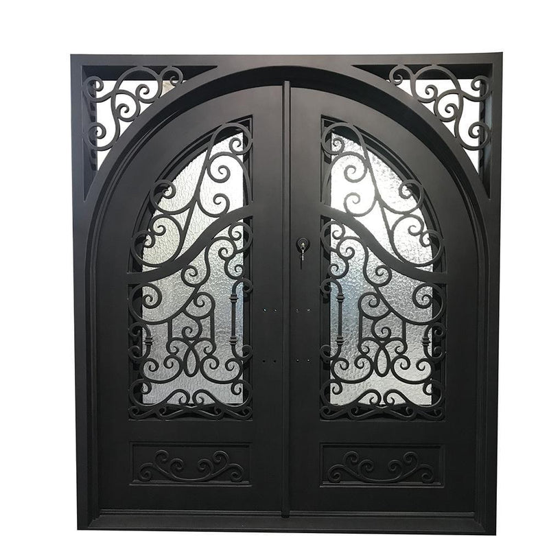 IWD Wrought Iron Double Door CID-029 Square Top Round Inside Front